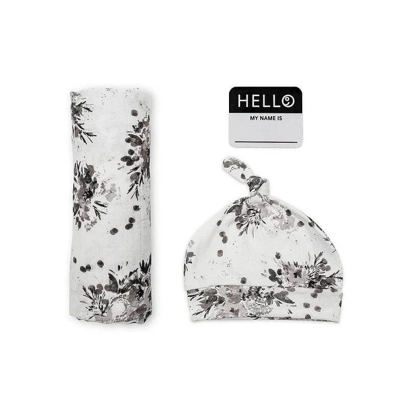 Set Hello World Lulujo Baby Black Floral