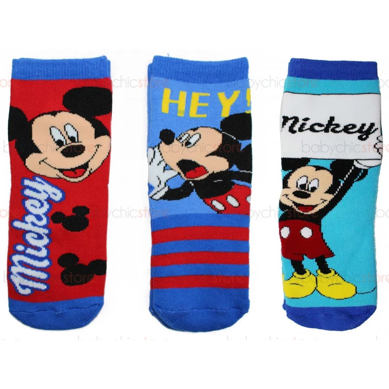 3 Paia Calzini Antiscivolo Mickey Mouse