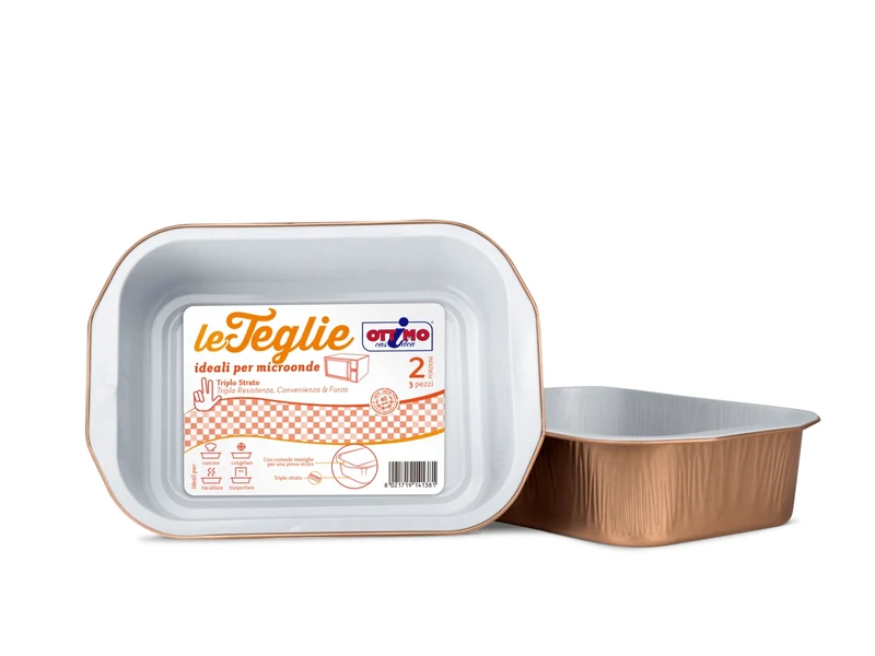 Ottimo teglia alluminio 2 porzioni set da 3 teglie laccate per microonde