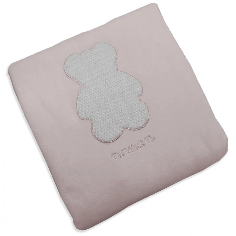 Coperta in Ciniglia per Carrozzina Orsetto Rosa