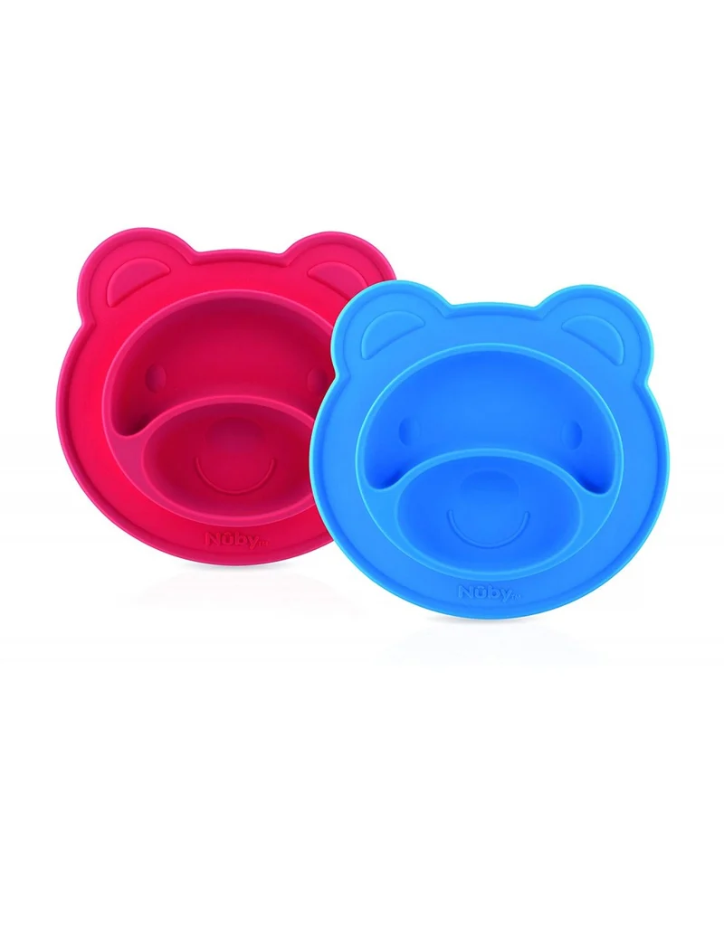 Piatto Ventosa in Silicone Bear Nuby Rosso