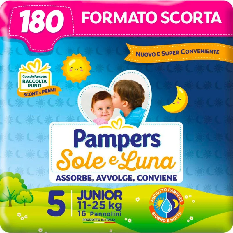 Pannolini Pampers Sole e Luna Misura 5 - Pacco Scorta