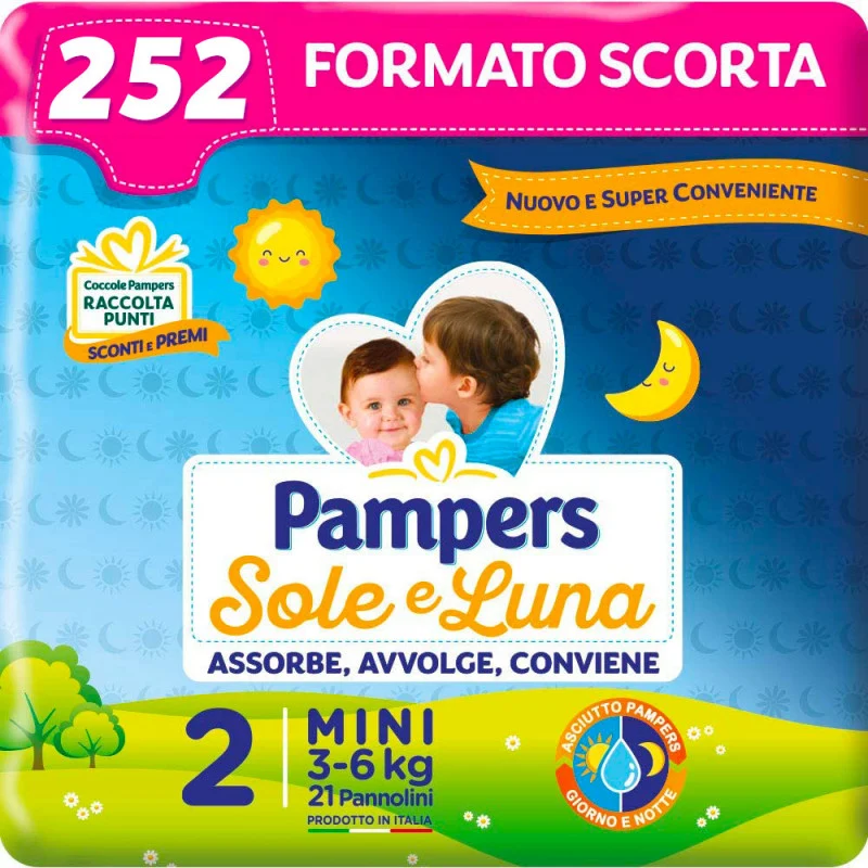 Pannolini Pampers Sole e Luna Misura 2 - Pacco Scorta