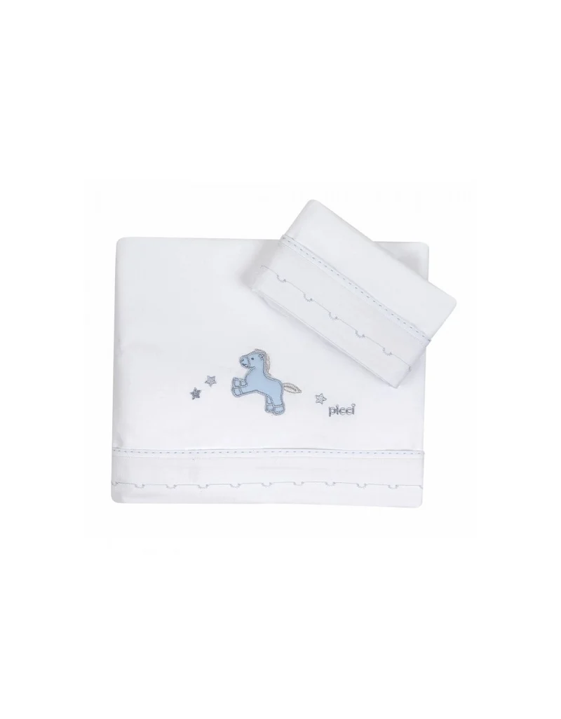 Lenzuola Culla Picci Milky Azzurro
