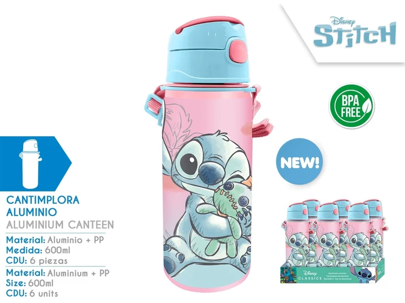 Stitch borraccia in alluminio con manico 600ml