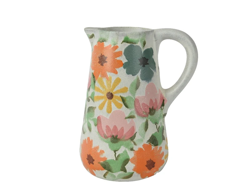 Brocca con decoro floreale in terracotta misure 20x16cm x altezza 25,5cm