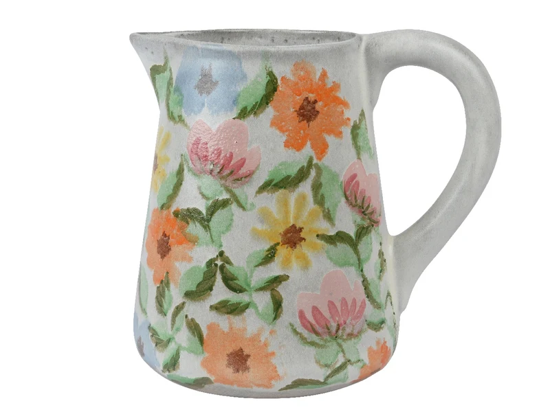 Brocca con decoro floreale in terracotta misure 31x23cm x altezza 30,5cm