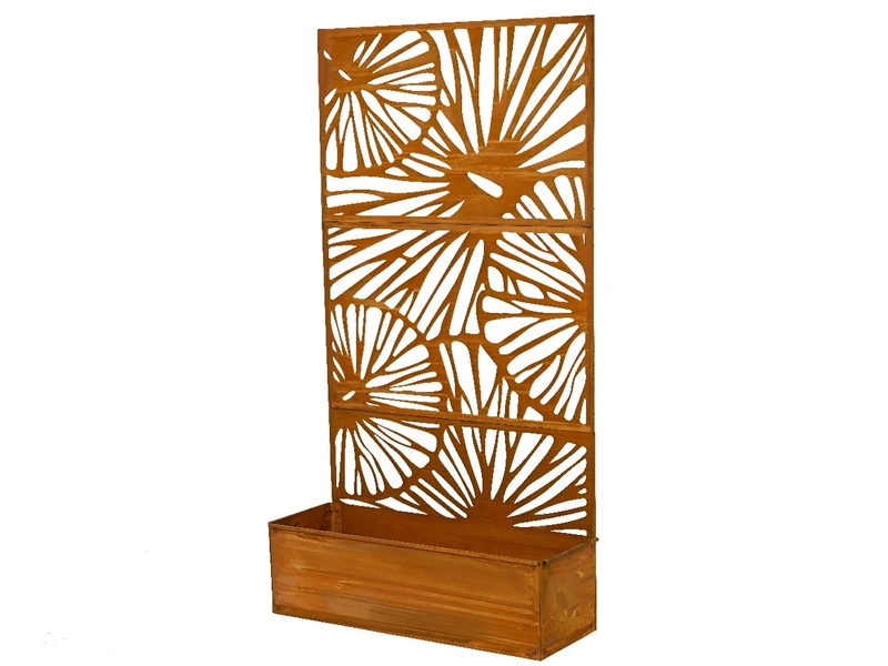 Frangivista con fioriera in metallo per esterno 92x32cm x altezza 173cm colore ruggine