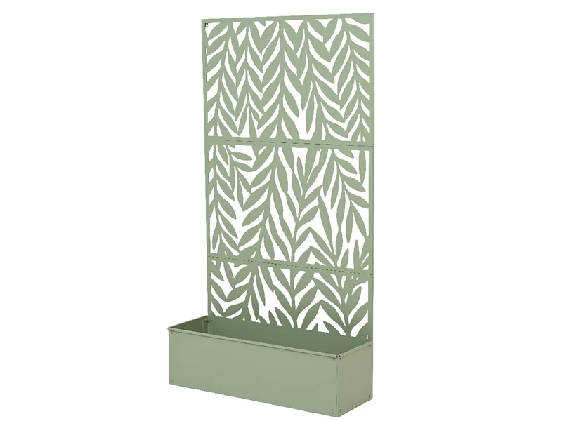 Frangivista con fioriera in metallo per esterno 92x32cm x altezza 173cm colore verde