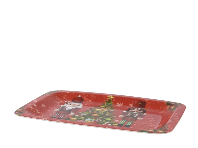 Vassoio natalizio decorato rettangolare 29x41x2,2cm rosso