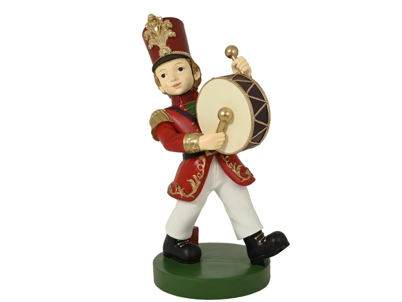 Bambino con tamburo 90x65x144cm rosso in poliresina