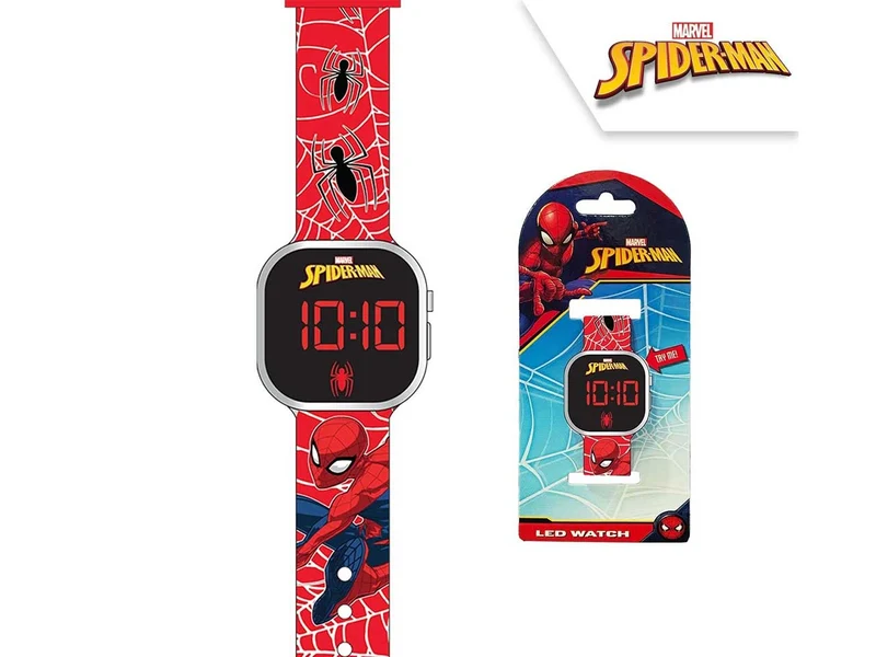 Orologio digitale Spiderman a led da polso rosso 18x7,5x3 cm