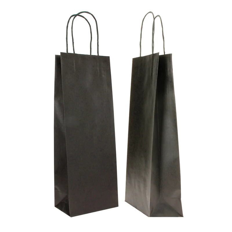 Borse Porta Bottiglia Barbera in Carta Kraft Nera 14 x 9 x 38 cm - 20 pezzi