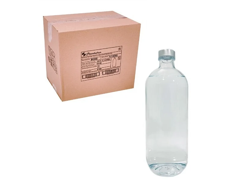Bottiglia transparente tappo argentato 1l