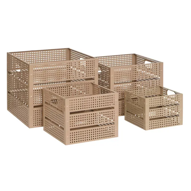 Cassetta Azae in Metallo Beige 30 x 30 x 25 cm