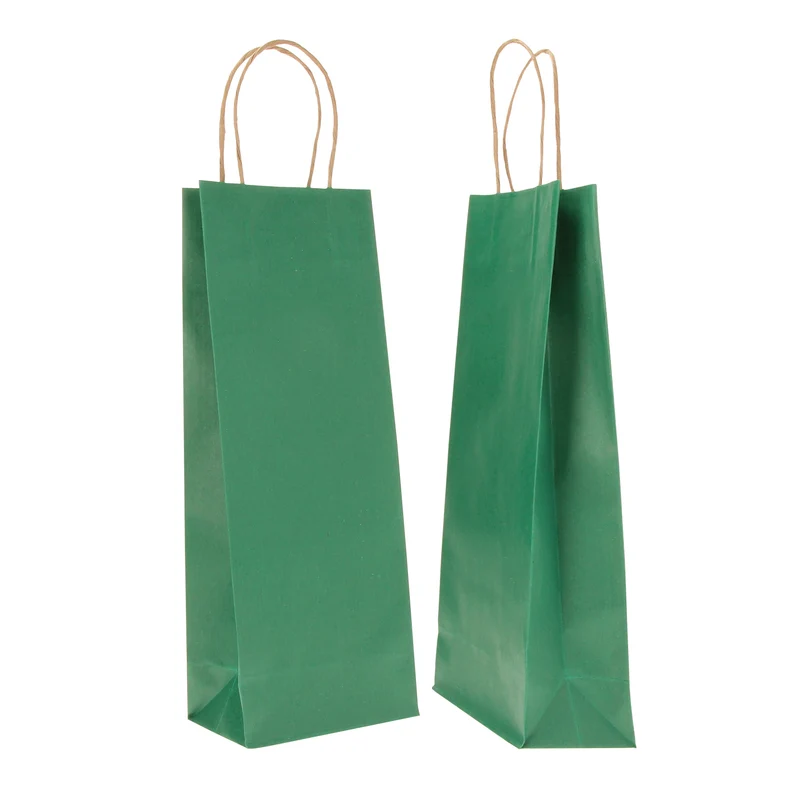 Borse Porta Bottiglia Barbera in Carta Kraft Verde 14 x 9 x 38 cm - 20 pezzi
