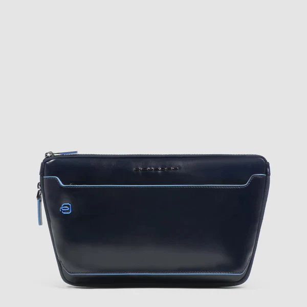 Marsupio Piatto Espandibile Piquadro Blue Square in Pelle con Attacchi Riposizionabili Blu