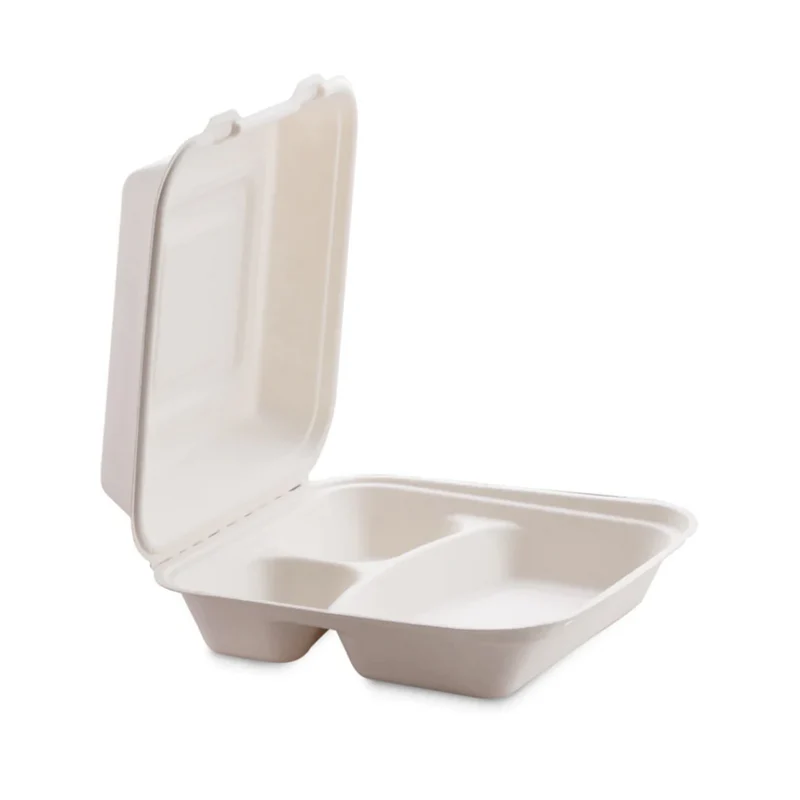 Contenitori Biocompostabili 3 Scomparti con Coperchio - 25 pezzi